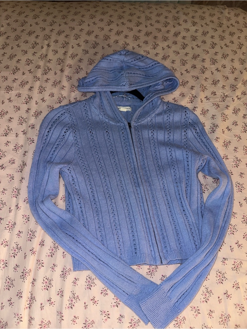 Aéropostale Light Blue Hooded Knit Zip Cardigan